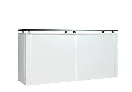 Module counter, White with black top, l:220 cm, w: 60 cm, H 110 cm